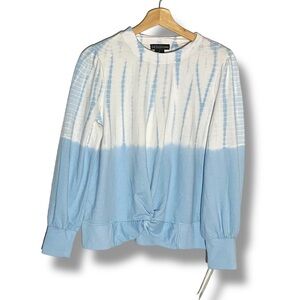 NWT Design 365 Blue Tie Dye Knotted Waist Sweatshirt